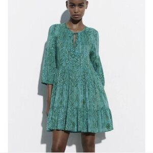 Zara Green Paisley Tunic Dress